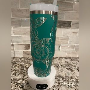 Laser engraved peony Stanley tumbler choose color and size Valentine’s Day new